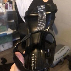 Black gemstone sandals.